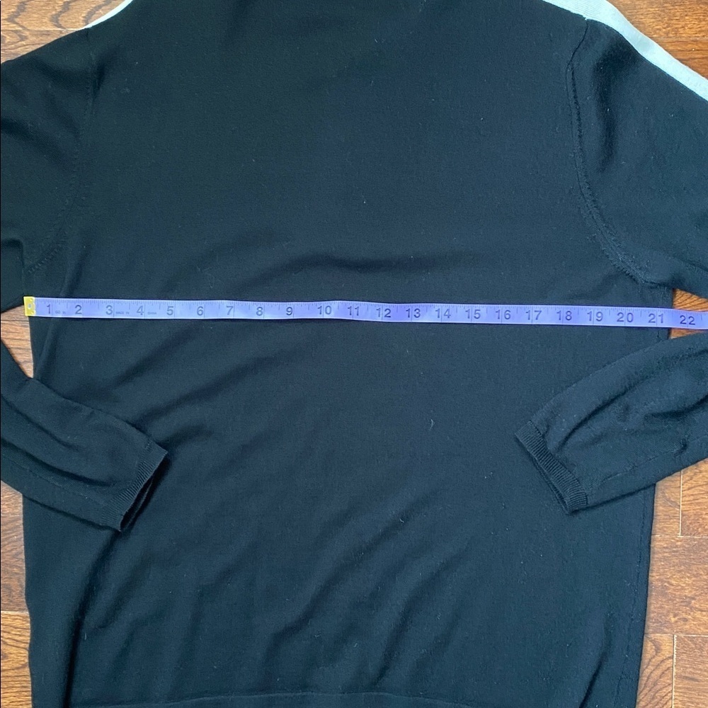 Peak Performance Half-Zip Ski Sweater Size XL Black + Off-White Stripes Merino - Picture 9 of 12